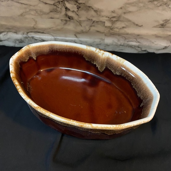 * McCoy Pottery Brown Drip Oval Baking Bowl Oven Proof Stonewear Brown Drip - Picture 1 of 6
